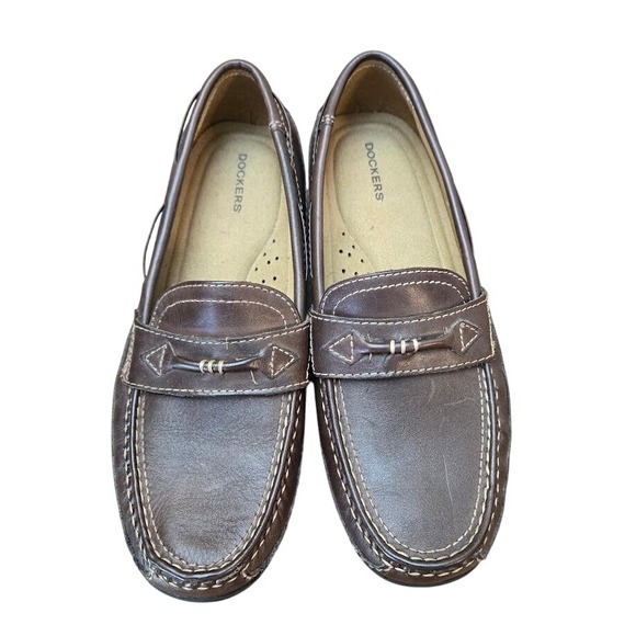 Dockers Loafers Brown Leather‎ Slip On Casual Comfort Shoes Size Sz 9M - Picture 1 of 8